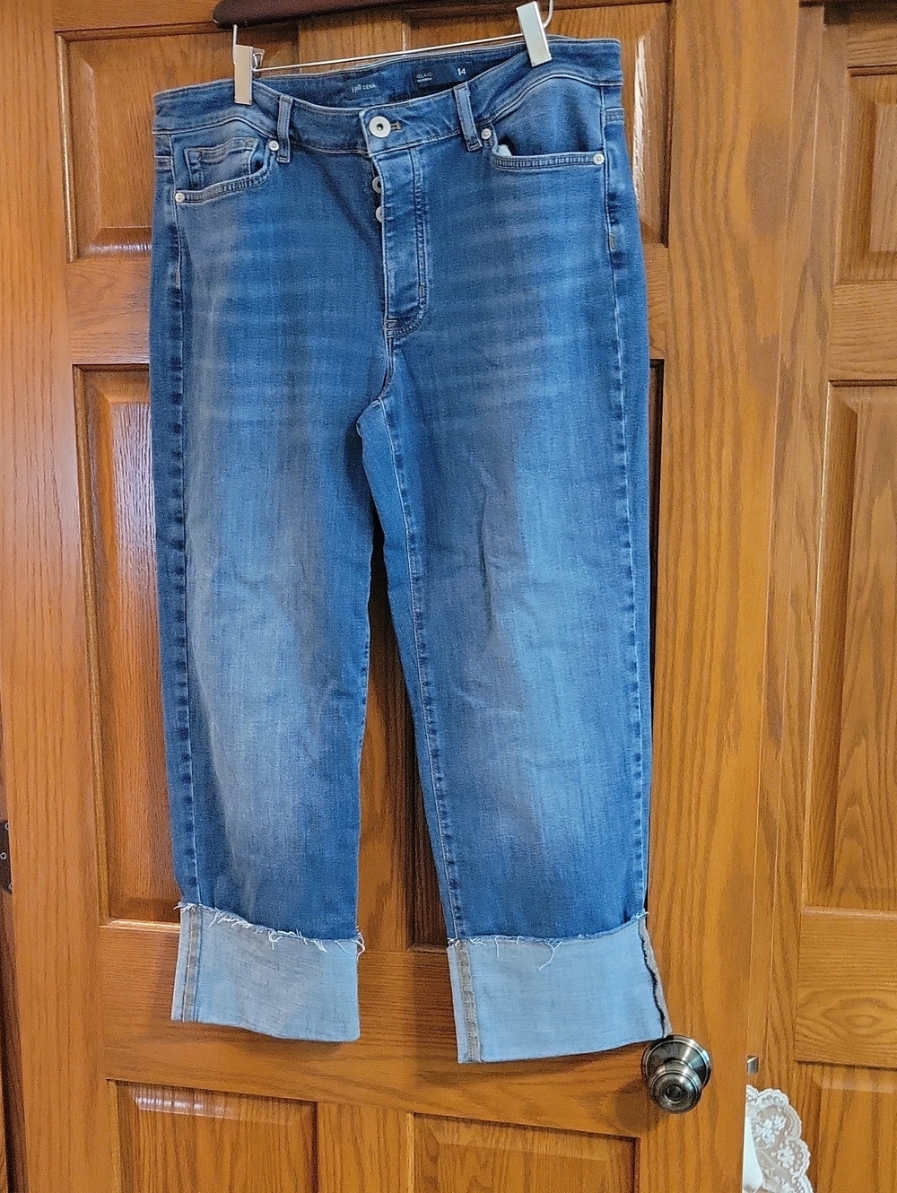 J. Jill Mid-Blue Boyfriend Cuffed Jeans